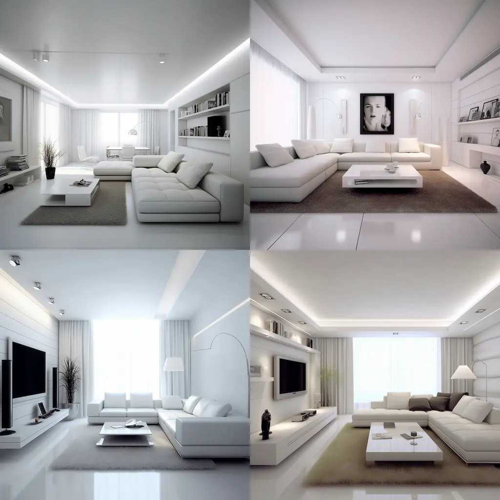 Minimalist living room super realistic white